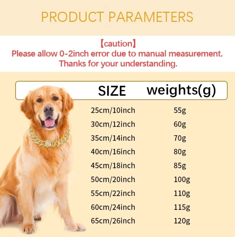  Diamond  Collar Walking Metal Chain Collar with Design Secure Buckle, Pet Cat diamond Collar Jewelry Accessories