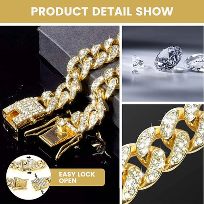  Diamond  Collar Walking Metal Chain Collar with Design Secure Buckle, Pet Cat diamond Collar Jewelry Accessories