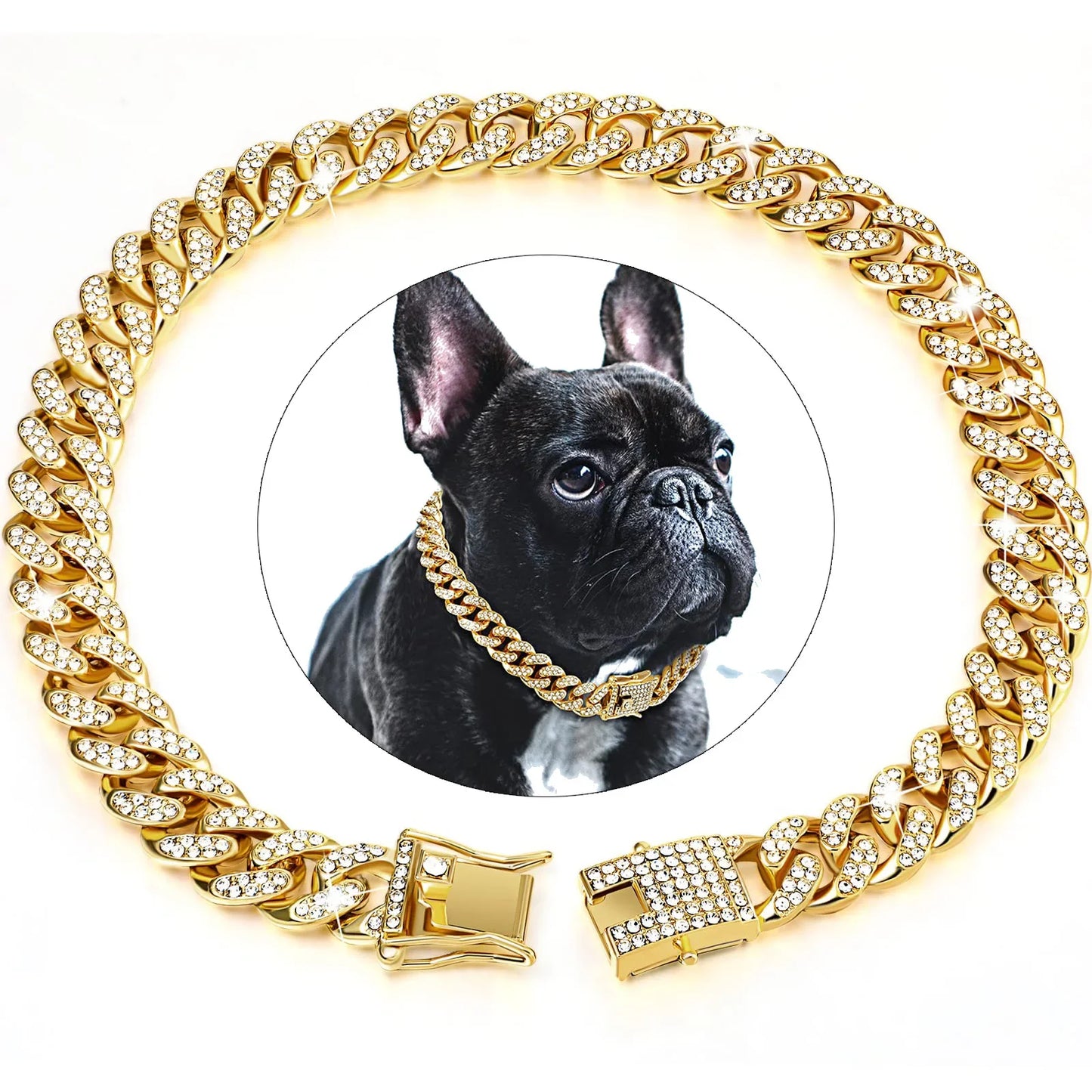  Diamond  Collar Walking Metal Chain Collar with Design Secure Buckle, Pet Cat diamond Collar Jewelry Accessories