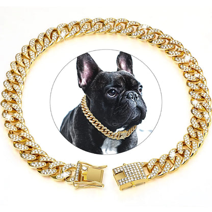  Diamond  Collar Walking Metal Chain Collar with Design Secure Buckle, Pet Cat diamond Collar Jewelry Accessories